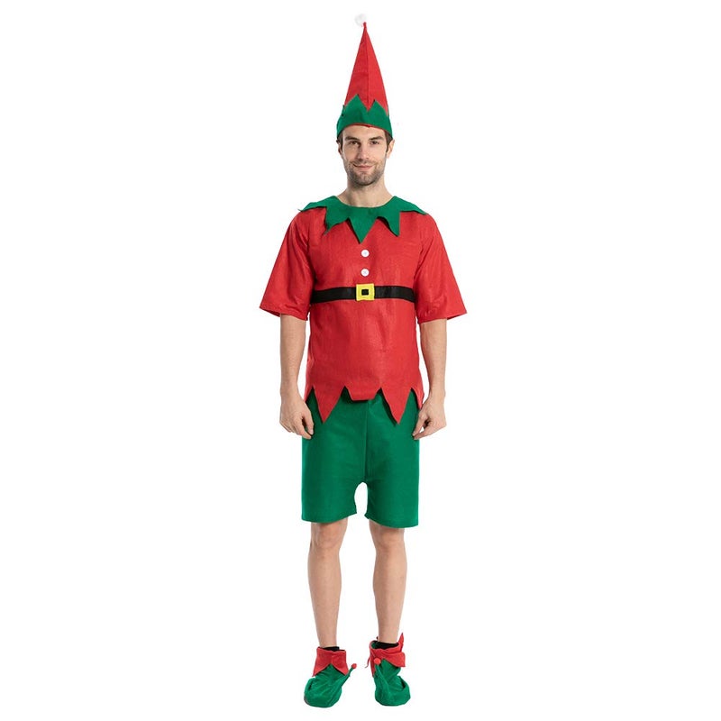 EraSpooky Elf Costume Adult and Child Christmas Fancy Dress Costume Santa Helper Xmas Outfit (Medium, Adult Red) - Image 1